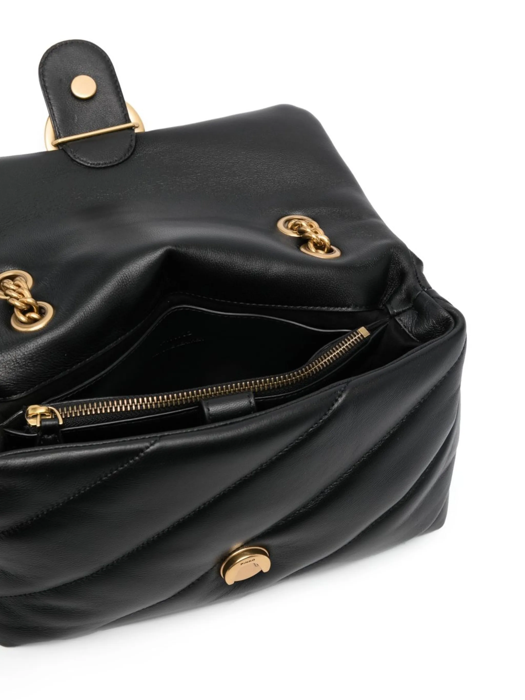 Pinko borsa Love Bag Puff Classic in pelle trapuntata nero oro 100038-A0F2 Z99Q PINKO