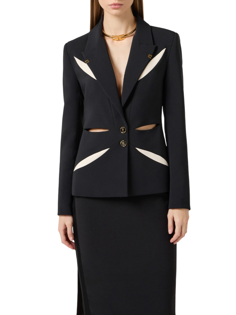 Elisabetta Franchi giacca blazer con aperture cut out nero GI19861 685 ELISABETTA FRANCHI