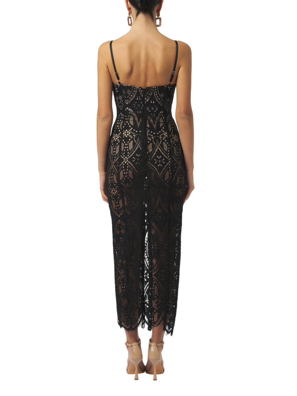 Silence abito lungo Desire in pizzo nero nude SLAB025 BLACK SILENCE