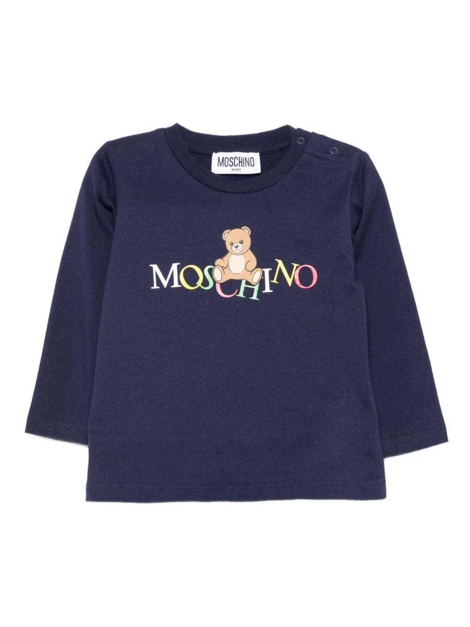 Moschino T-shirt neonato manica lunga blu MWO00R-LAA10 40016 MOSCHINO