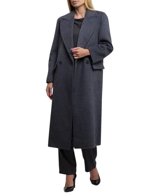 Vicolo cappotto lungo doppiopetto misto lana grigio TF0009 GRIGIO SCURO VICOLO