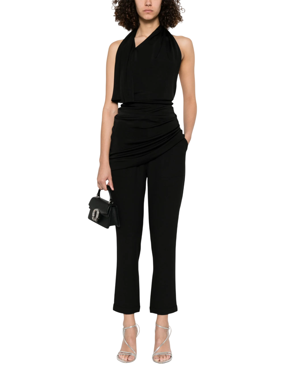 Liu Jo pantaloni in tessuto tecnico con banda gioiello nero TA5140TS423 22222 LIU JO