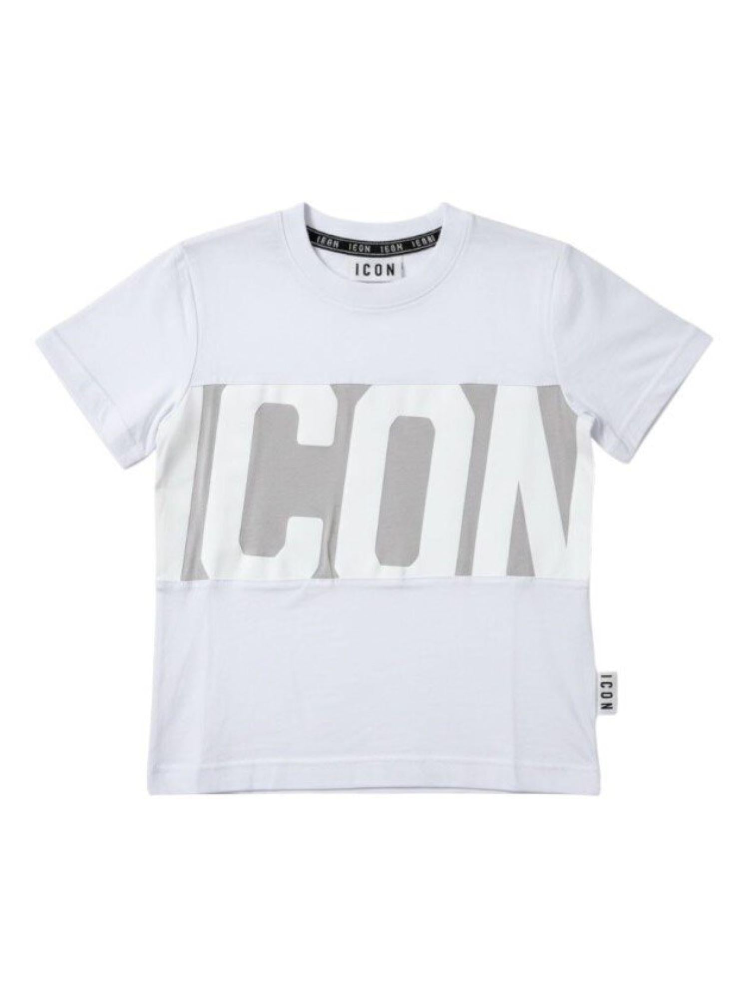 Icon T-shirt manica corta bambino con banda logo bianco IBKS001070 1000 ICON