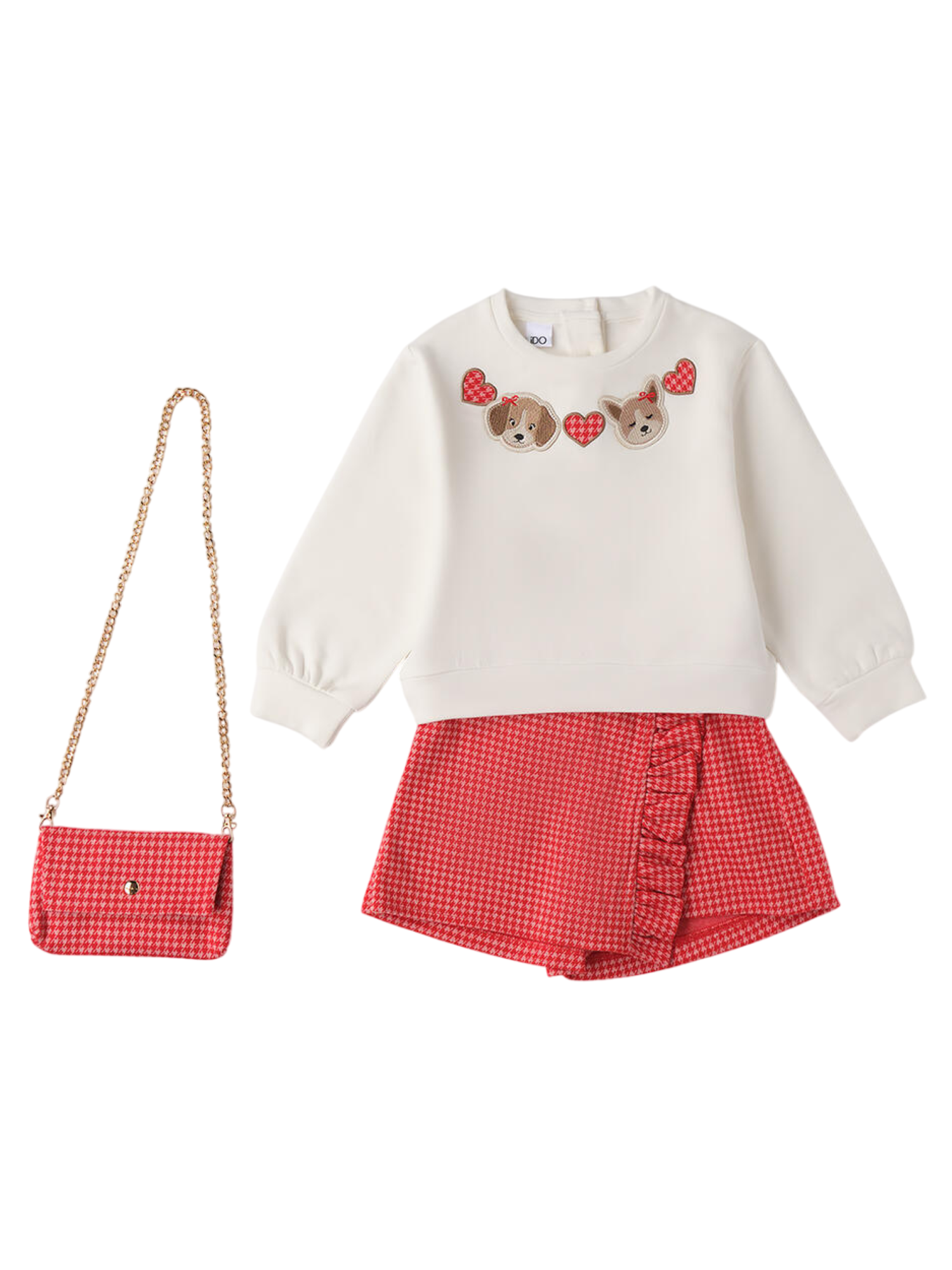 iDo completo bambina con borsetta bianco rosso 4F344 0112 iDO