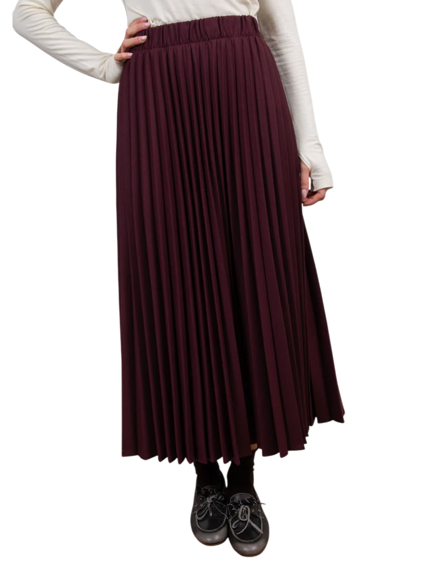 Vicolo gonna lunga plissè marrone borgogna TF2193 VINO VICOLO