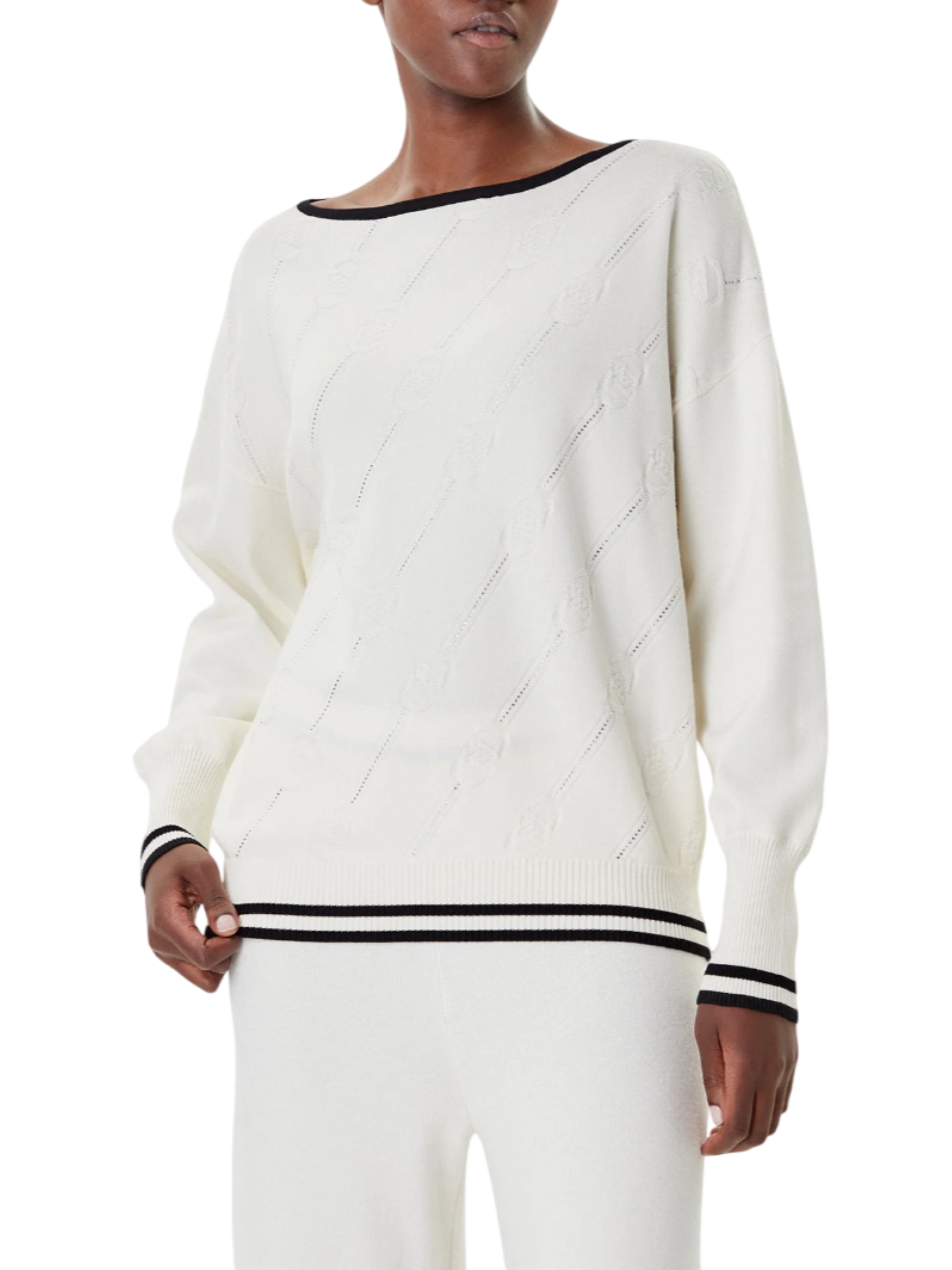 Liu Jo maglia donna con strass e logo panna TF5206MS63L 03N76 LIU JO