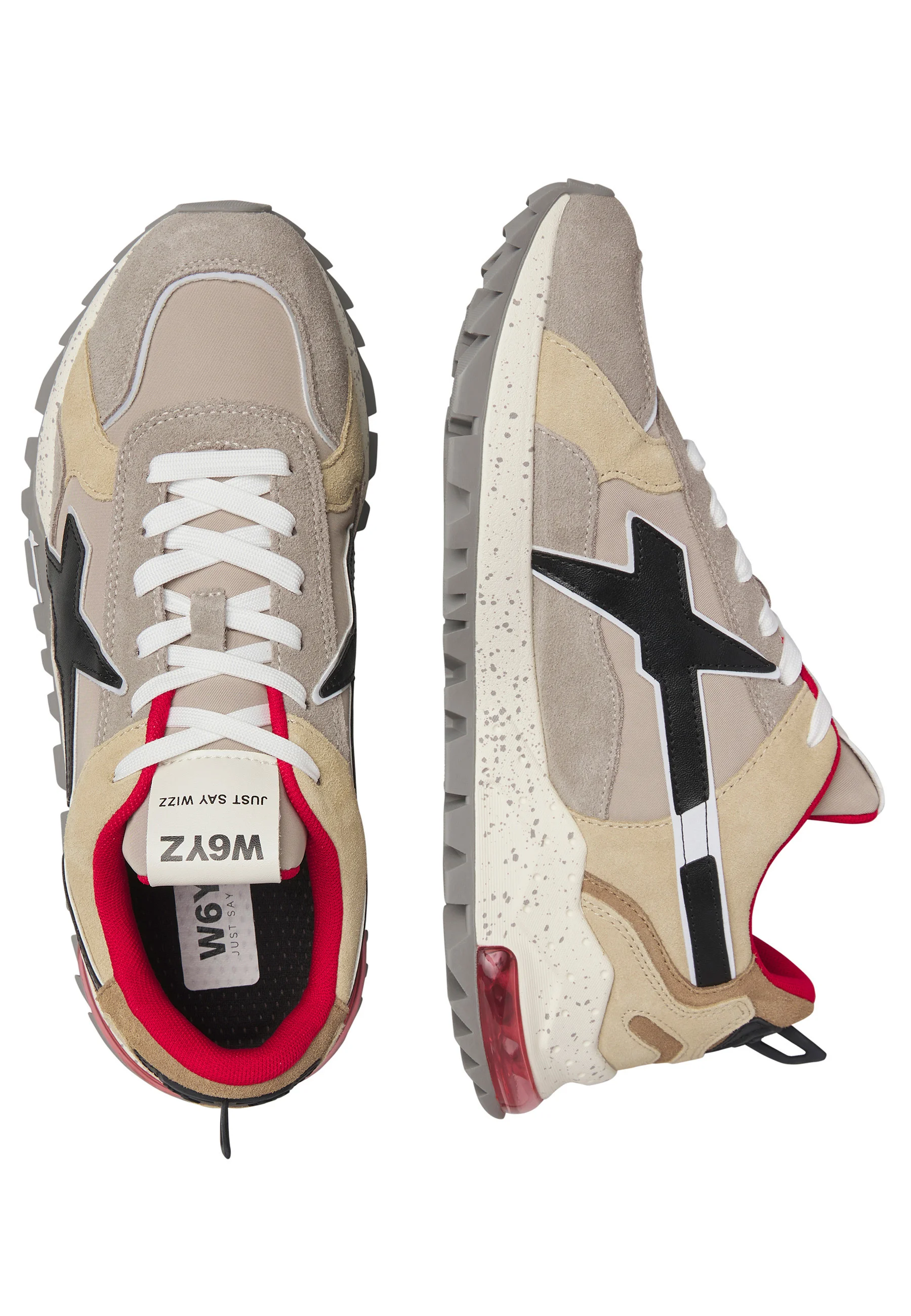 W6yz sneakers uomo Breeze in suede e tessuto tecnico beige rosso 201861206 3D65 W6YZ