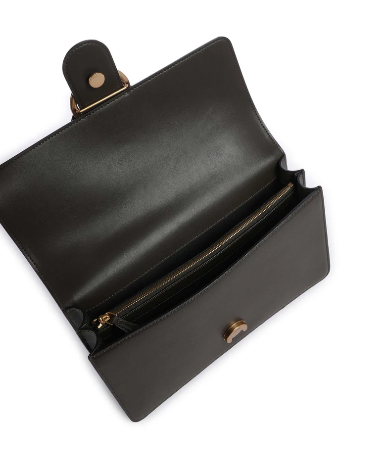Pinko borsa a tracolla Love One Classic in pelle verde fango oro 105857-A0F1 K35Q PINKO