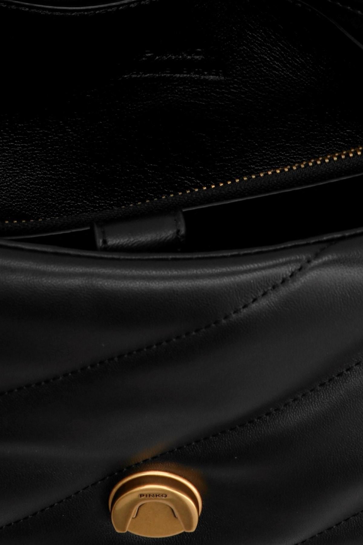 Pinko borsa Love Bag Puff Classic in pelle trapuntata nero oro 100038-A0F2 Z99Q PINKO