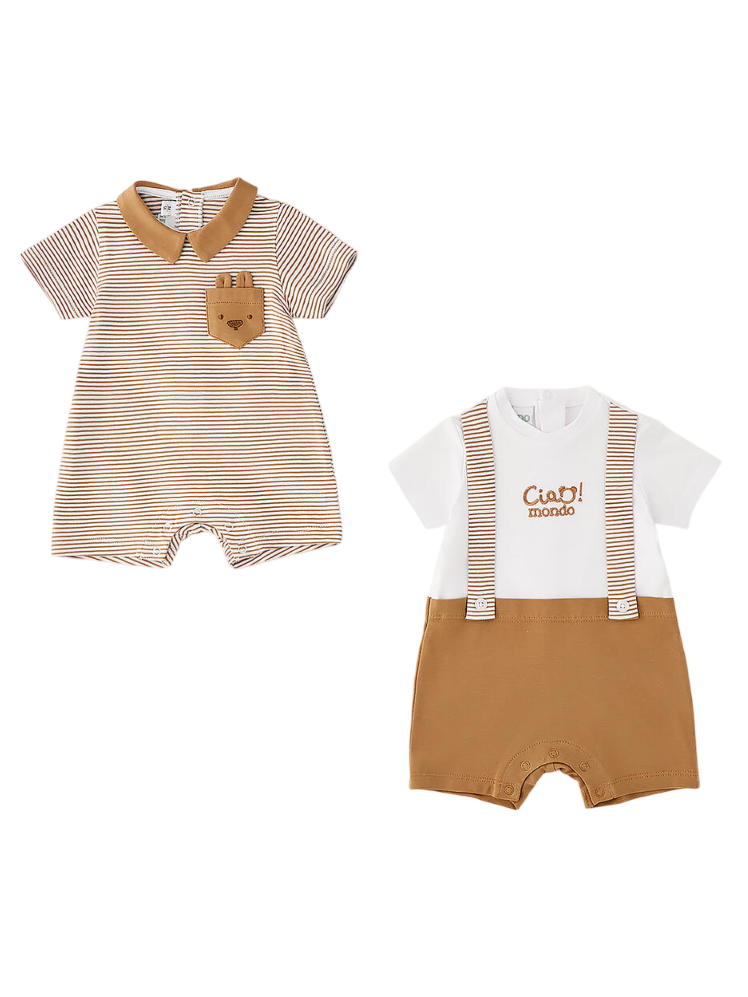 iDo 2 pagliaccetti estivi neonato marrone bianco 4G065 0729 iDO