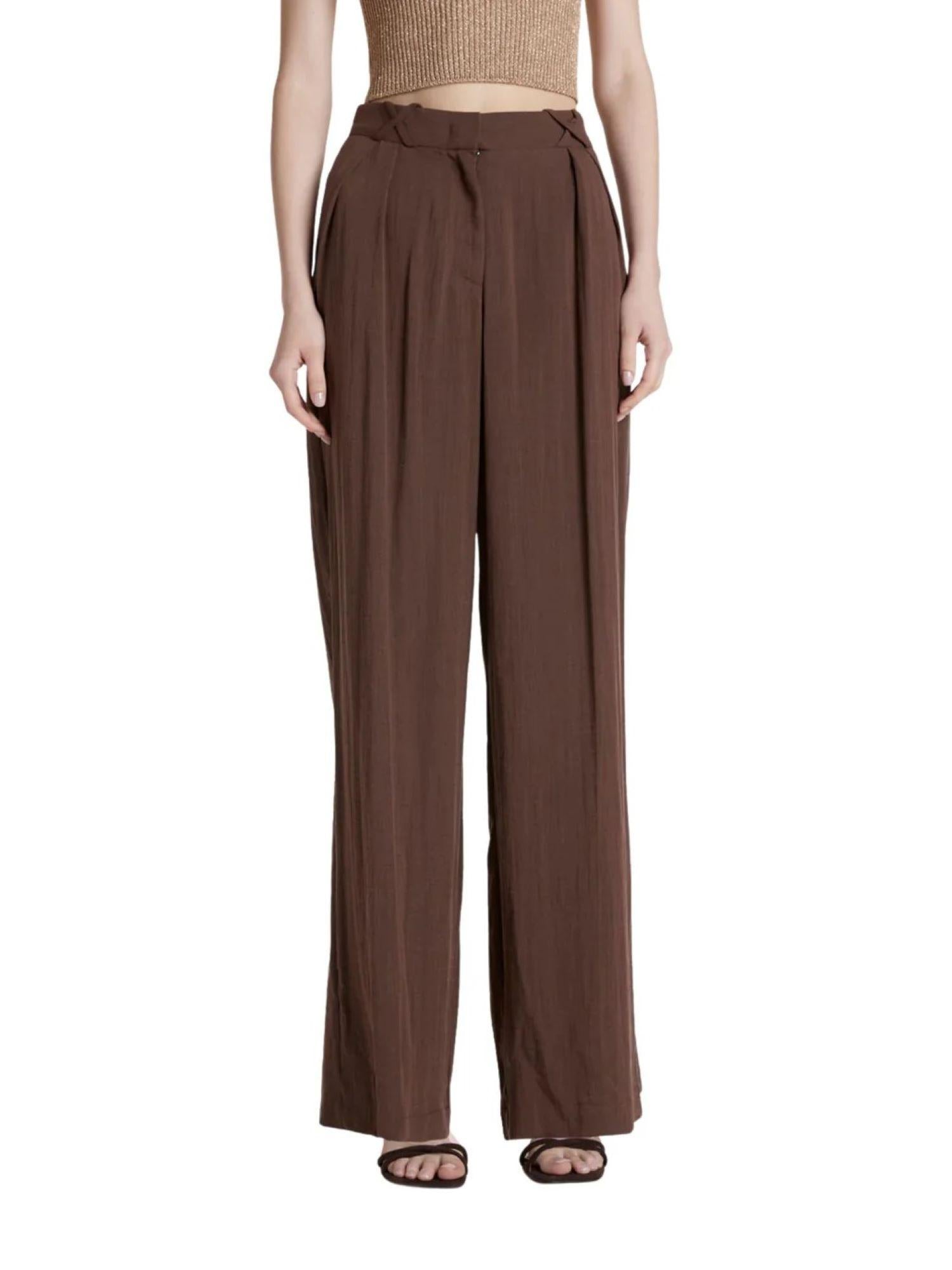 Simona Corsellini pantaloni gamba larga donna con pinces marrone P26CPPA00601 0771 SIMONA CORSELLINI