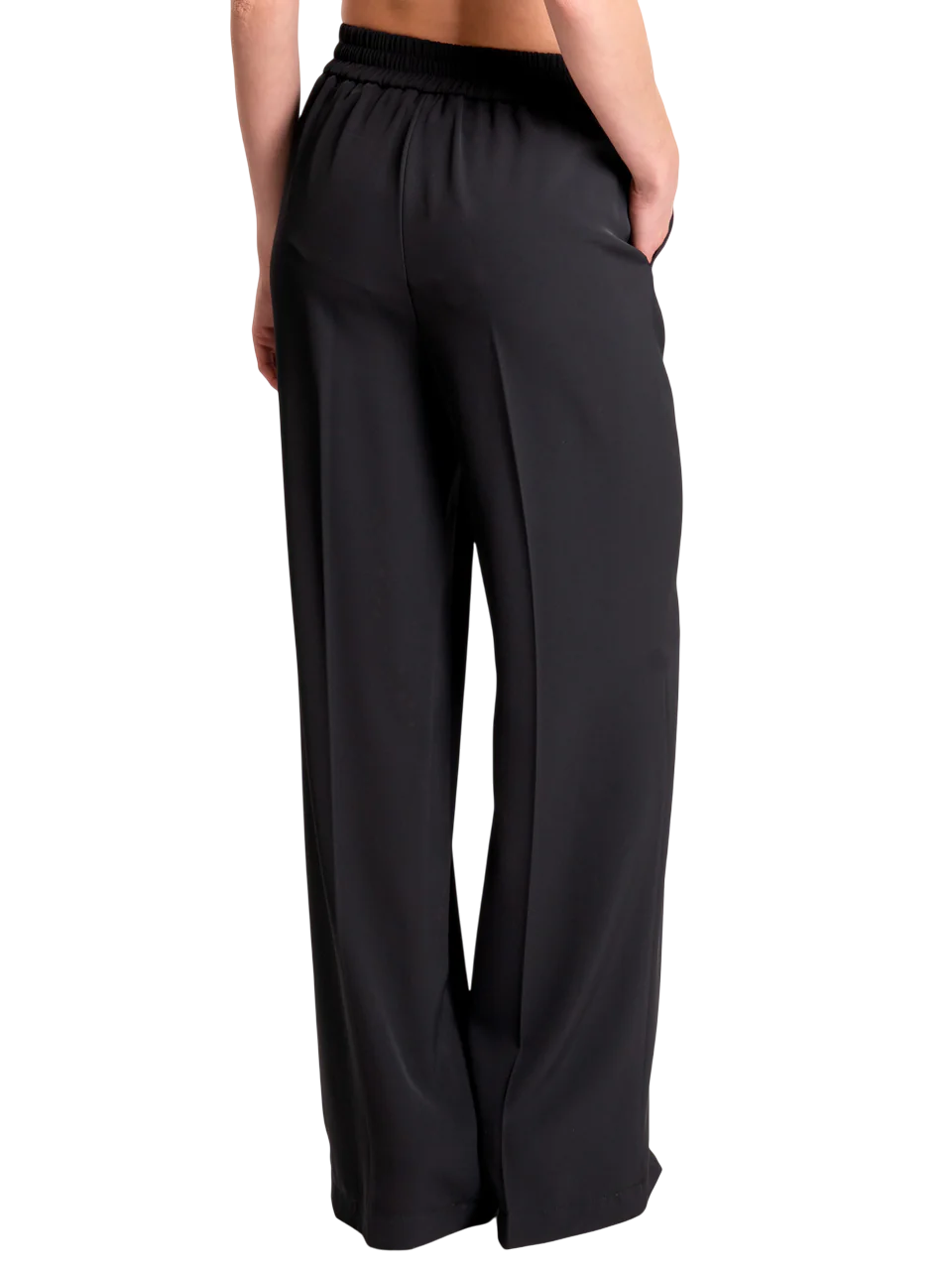 Vicolo pantaloni palazzo in tessuto fluido nero TF0360 NERO VICOLO