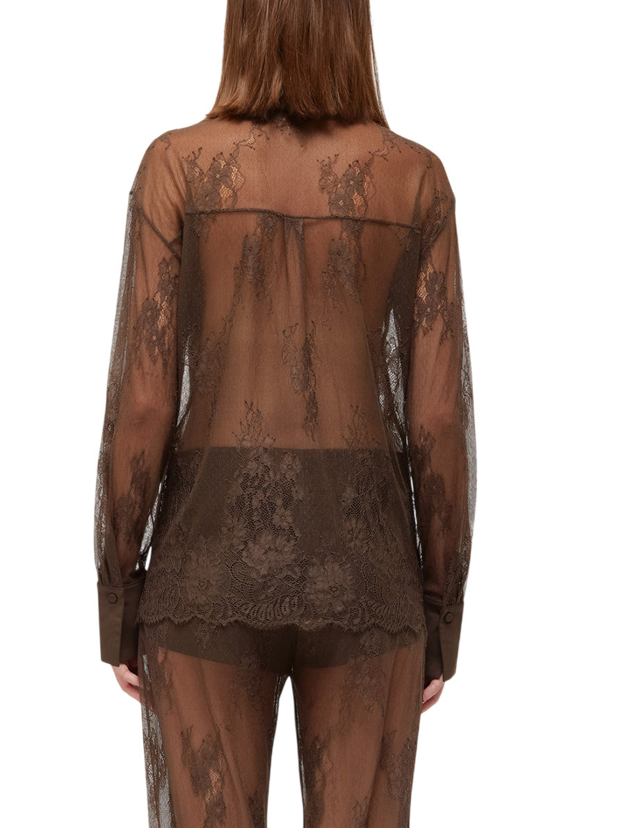 Blugirl camicia in pizzo manica lunga marrone RA6155J3901 90913 BLUGIRL