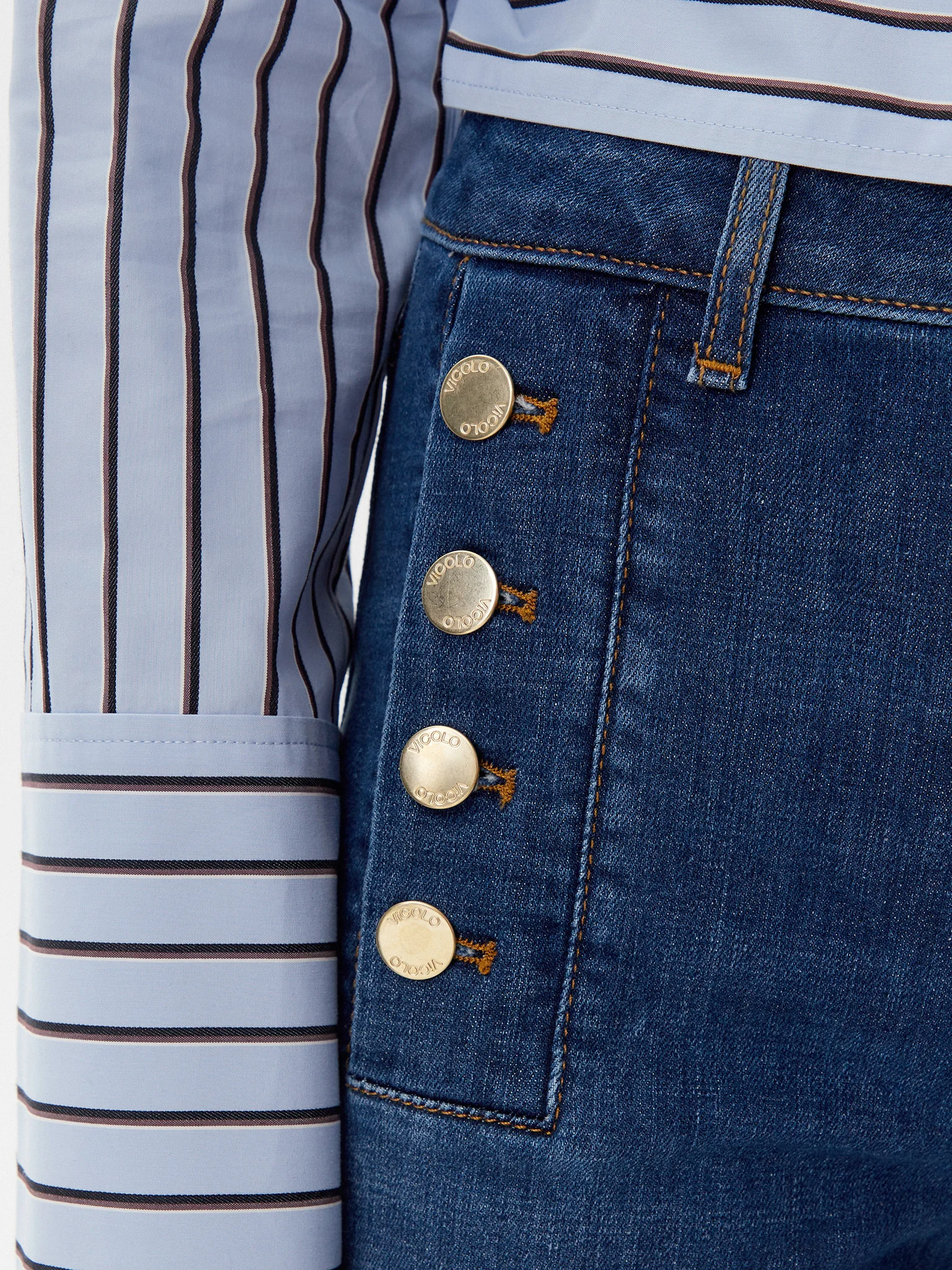 Vicolo jeans a zampa Giudith vita alta con bottoni lavaggio scuro DD5078 LAV.SCURO VICOLO