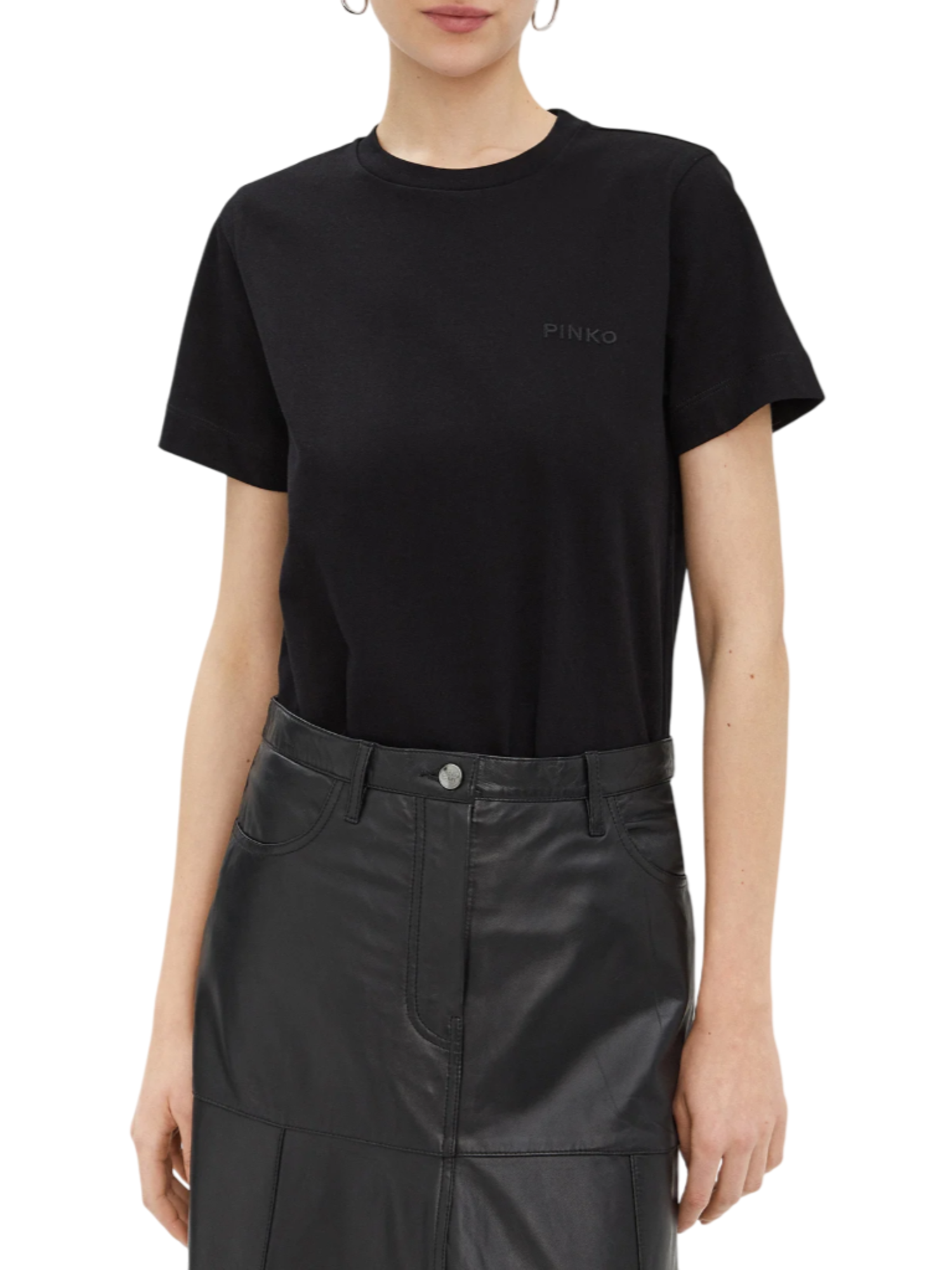 Pinko T-shirt manica corta Star con logo ricamato nero 101752-A2HN Z99 PINKO