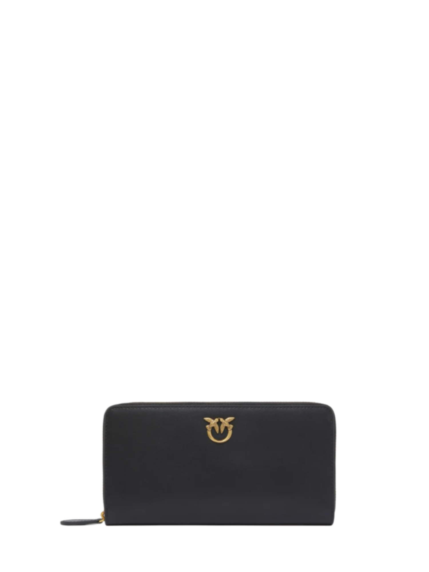 Pinko portafogli Ryder con zip in pelle liscia nero oro 100250-A0F1 Z99Q PINKO