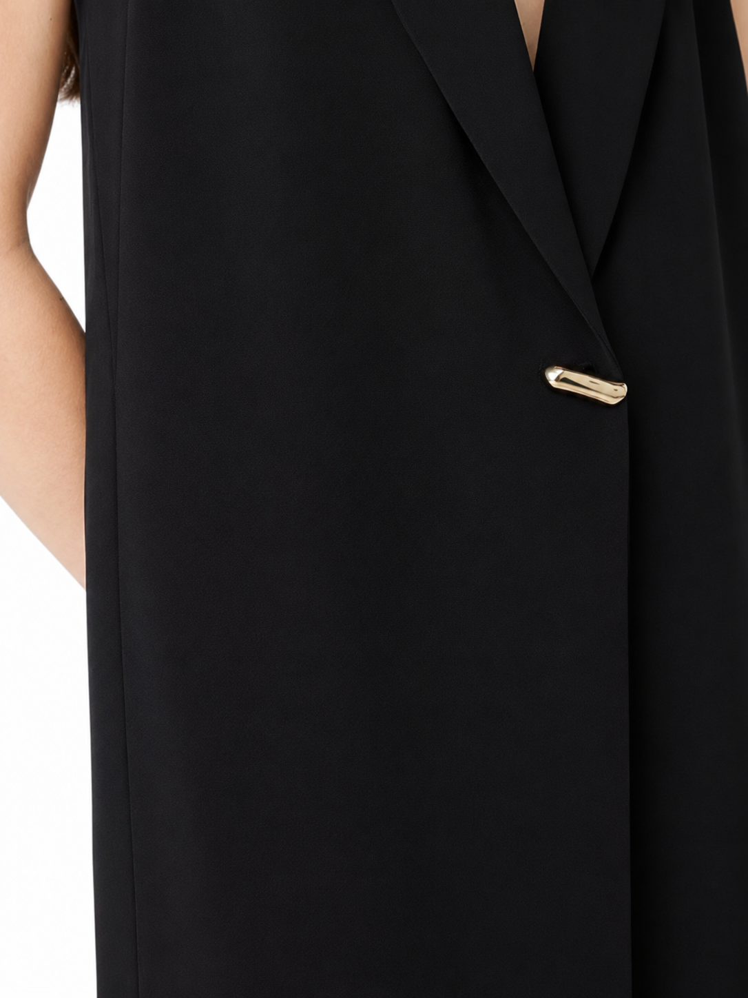 Simona Corsellini gilet lungo donna con bottone gioiello nero P26CPGL00501 0003 SIMONA CORSELLINI