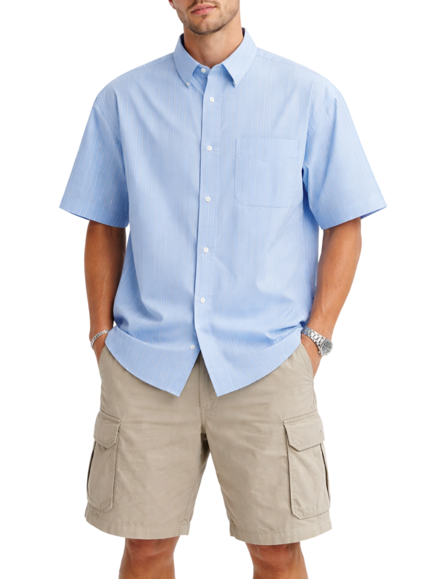 John Richmond camicia uomo a righe manica corta celeste UMP26360CA BLUE AURA John RICHMOND