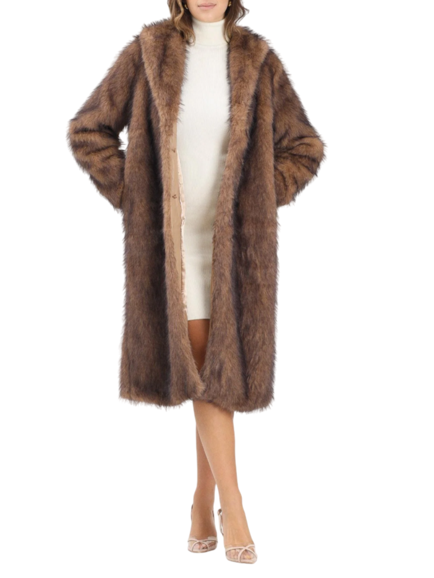 Only pelliccia ecologica lunga beige 15352794 TANNIN ONLY