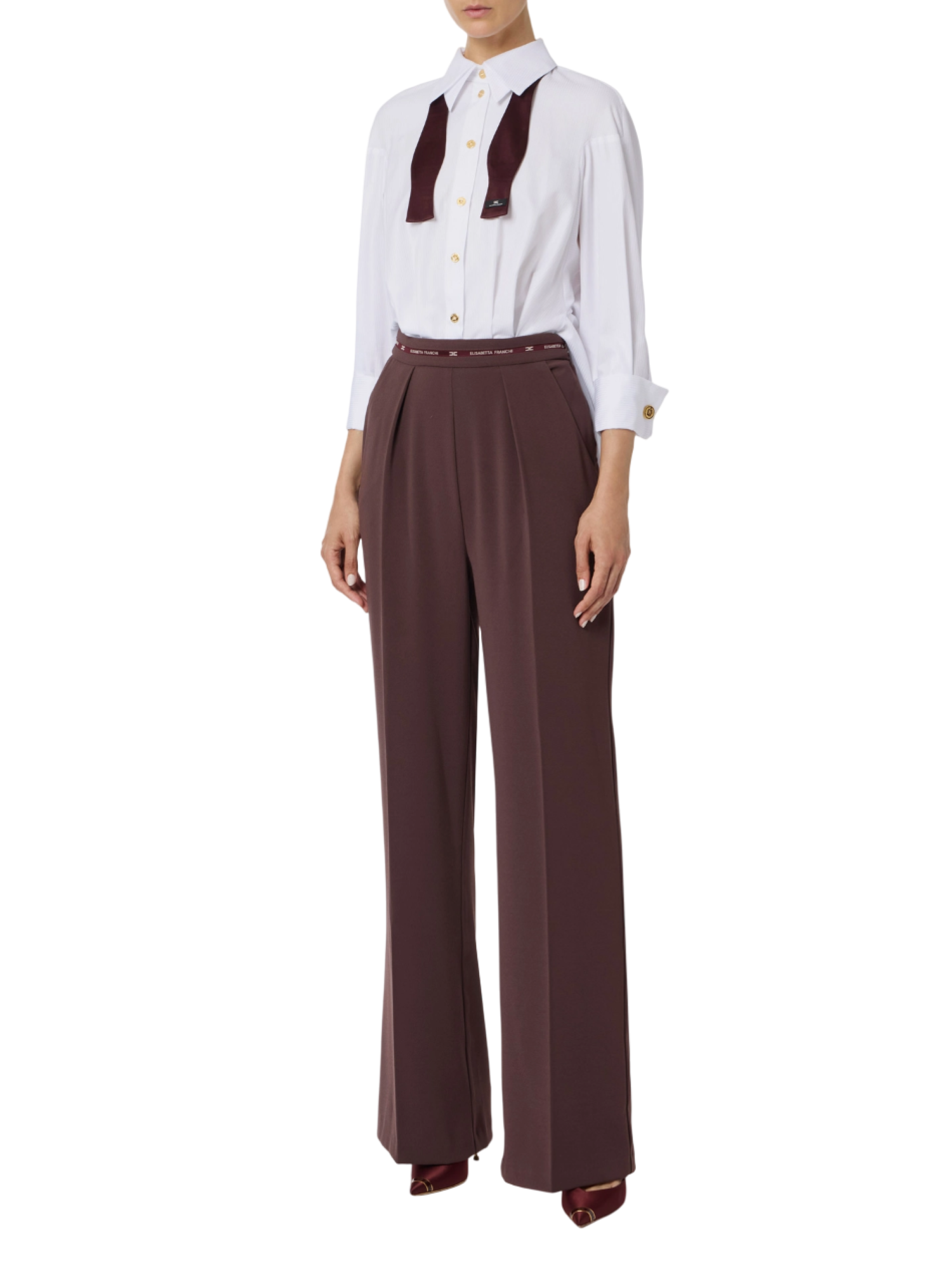 Elisabetta Franchi tuta jumpsuit con camicia bianco borgogna TU05656E2 EL5 ELISABETTA FRANCHI