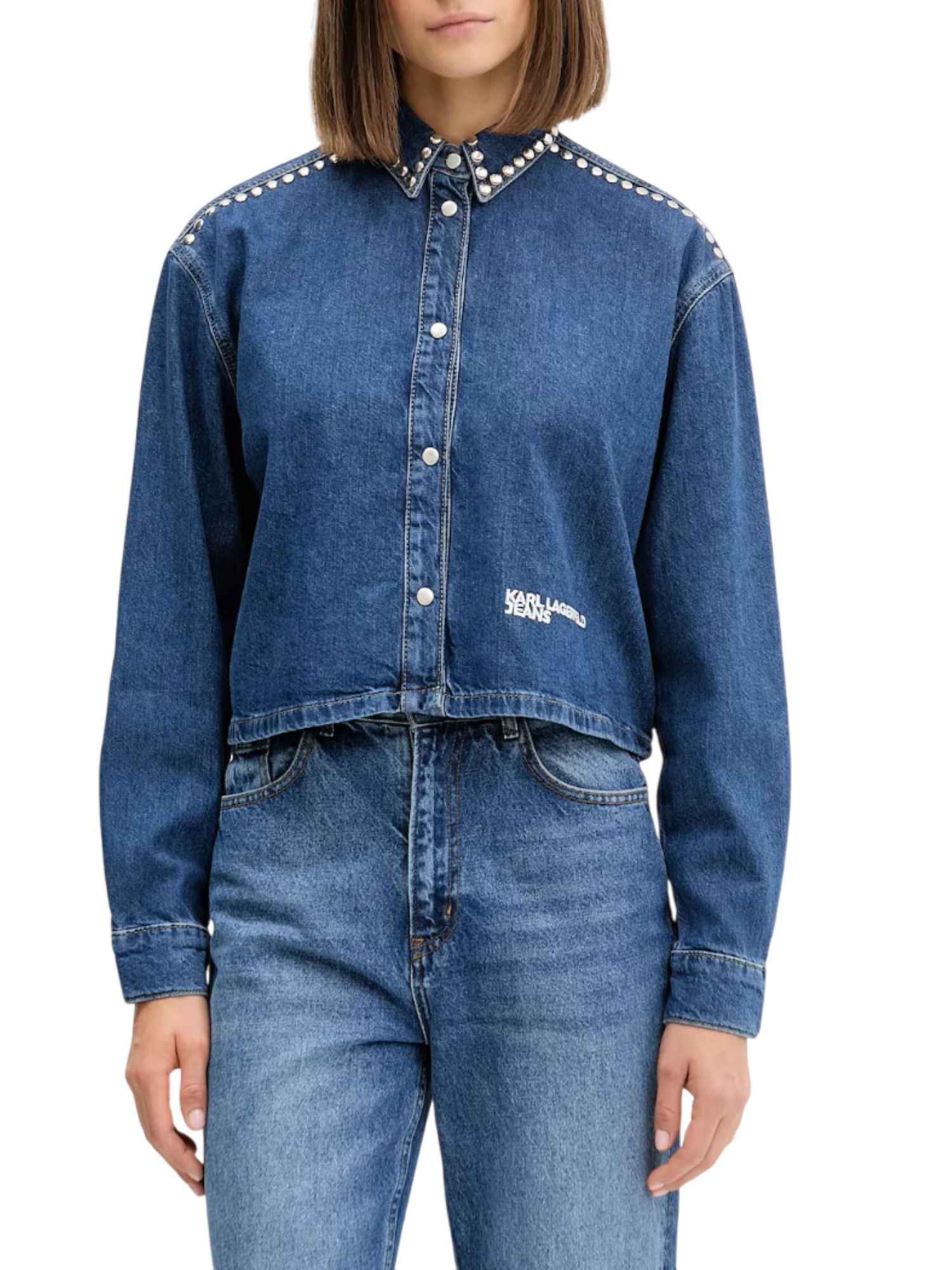 Karl Lagerfeld Jeans camicia in denim con borchie lavaggio blu A4W11002 1EX KARL LAGERFELD