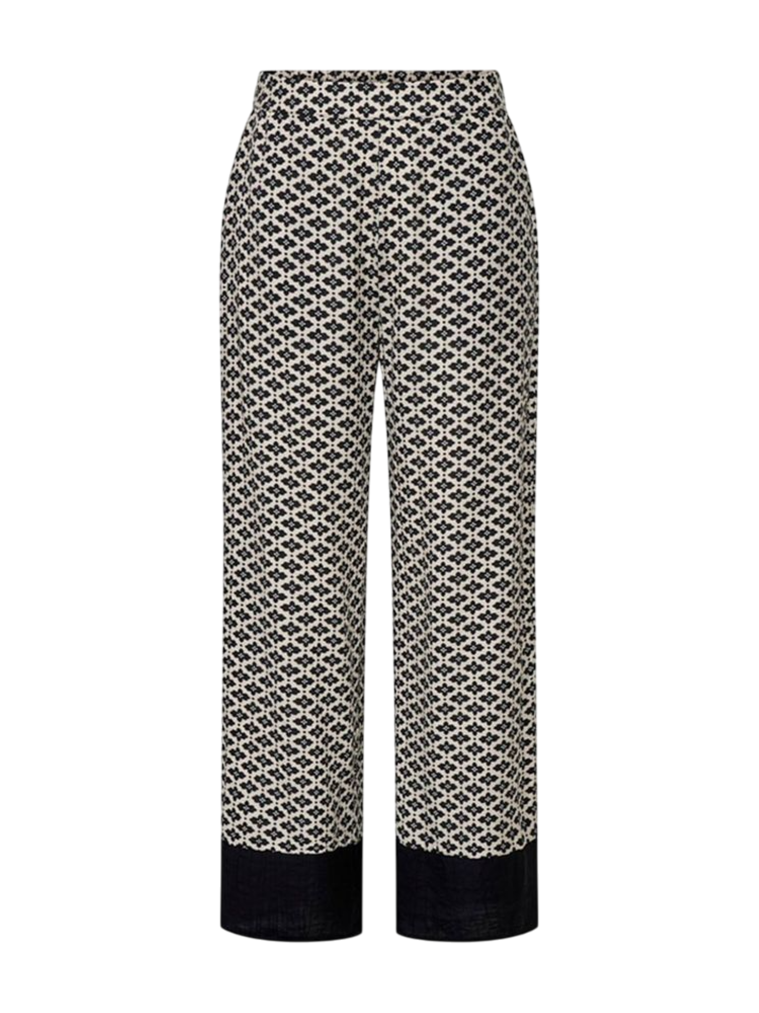 Only pantaloni gamba larga con stampa floreale panna nero 15344377 BLACK-GRAPHIC BOARDER ONLY