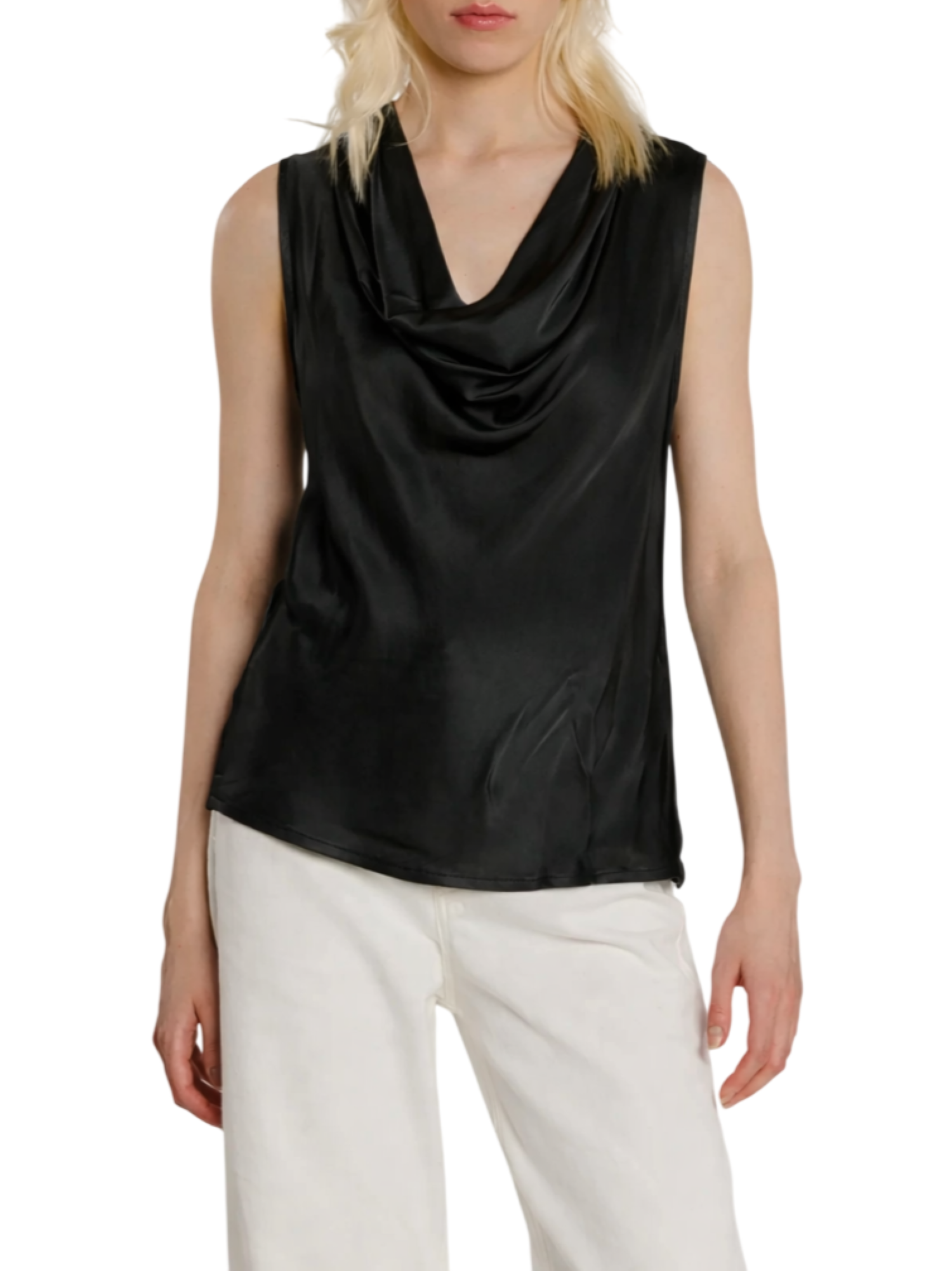 Relish blusa smanicata Wolfy in raso nero WOLFY 1199 RELISH
