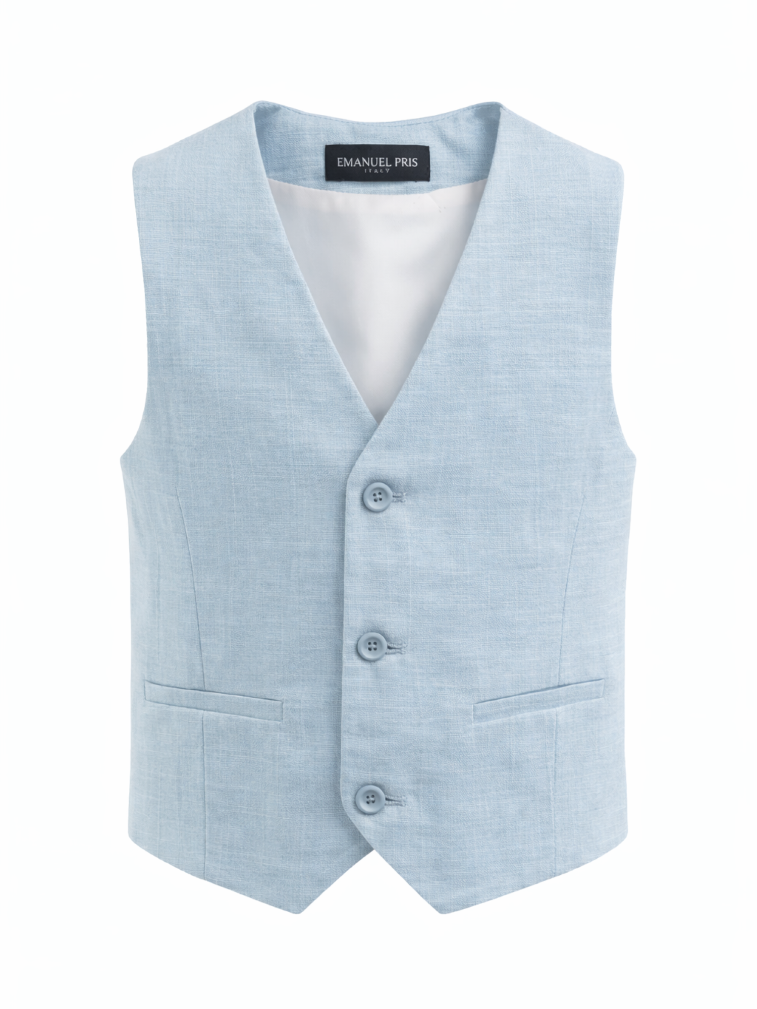 Emanuel Pris gilet bambino misto lino celeste EPC2206B CIELO EMANUEL PRIS