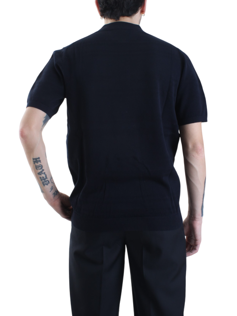 Opificio 4.0 polo manica corta in maglia traforata blu navy 651113 NAVY Opificio 4.0