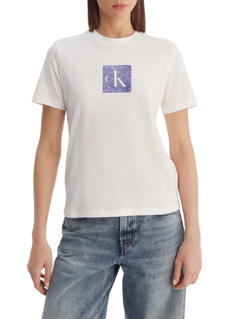 Calvin Klein JeansT-shirt manica corta donna stampa logo bianco LV047F819G YAF Calvin Klein Jeans