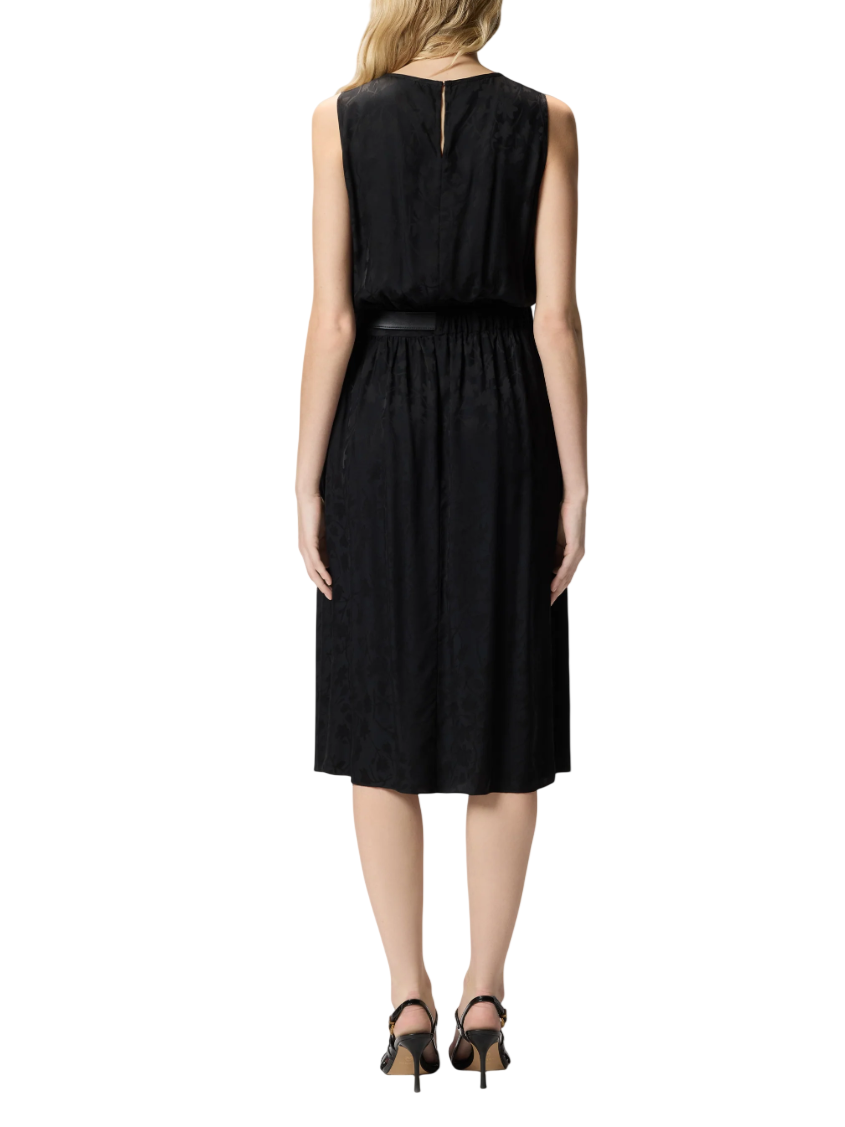 Pinko abito midi Caserta in fantasia floreale con cinta nero 106801-A3AN Z99 PINKO