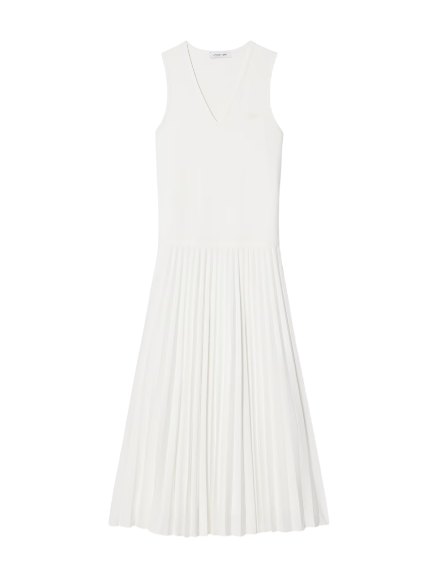 Lacoste abito lungo smanicato plissè panna EF2432 70V LACOSTE