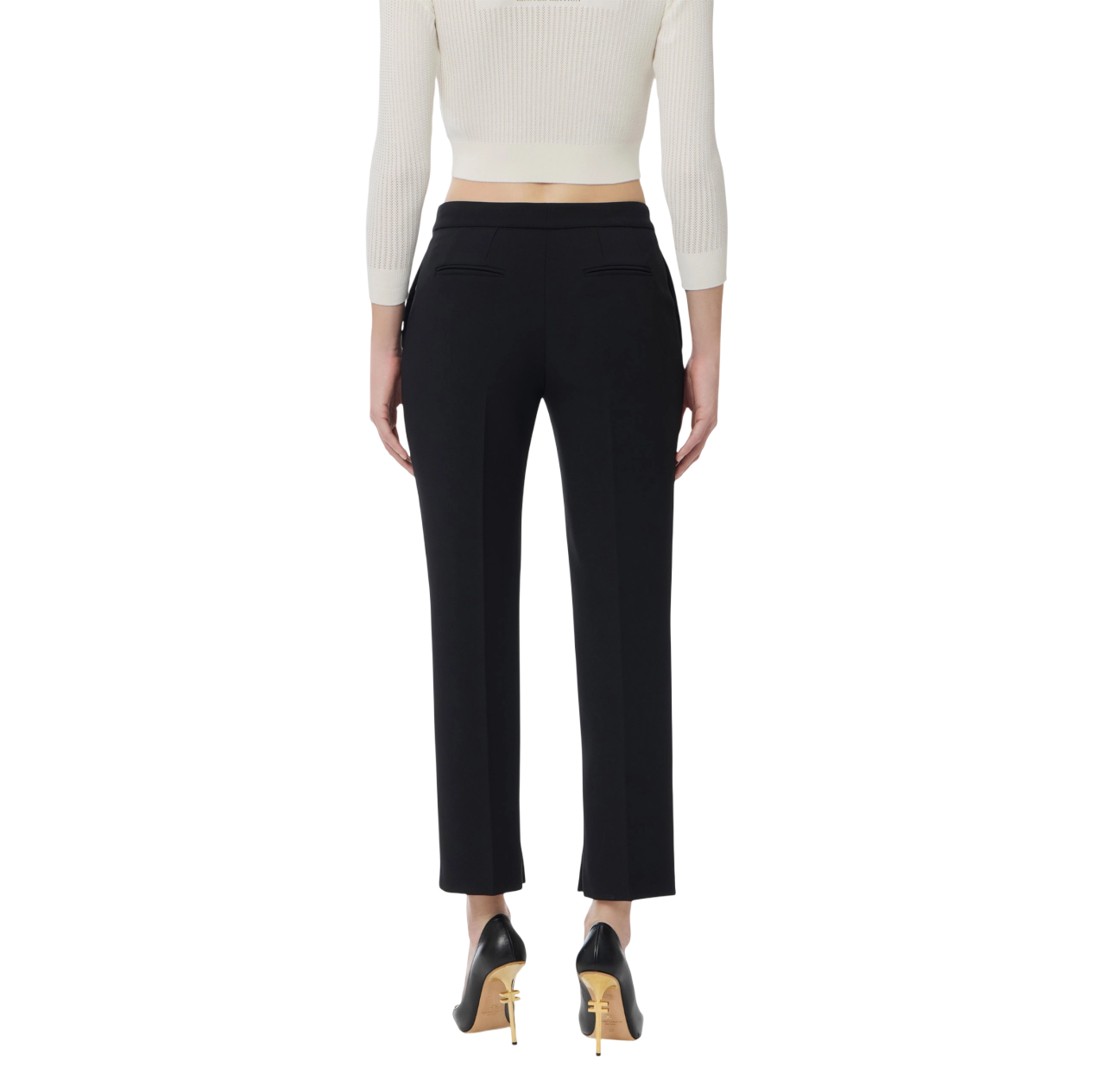 Elisabetta Franchi pantaloni slim in tessuto crepe nero PA16661 110 ELISABETTA FRANCHI