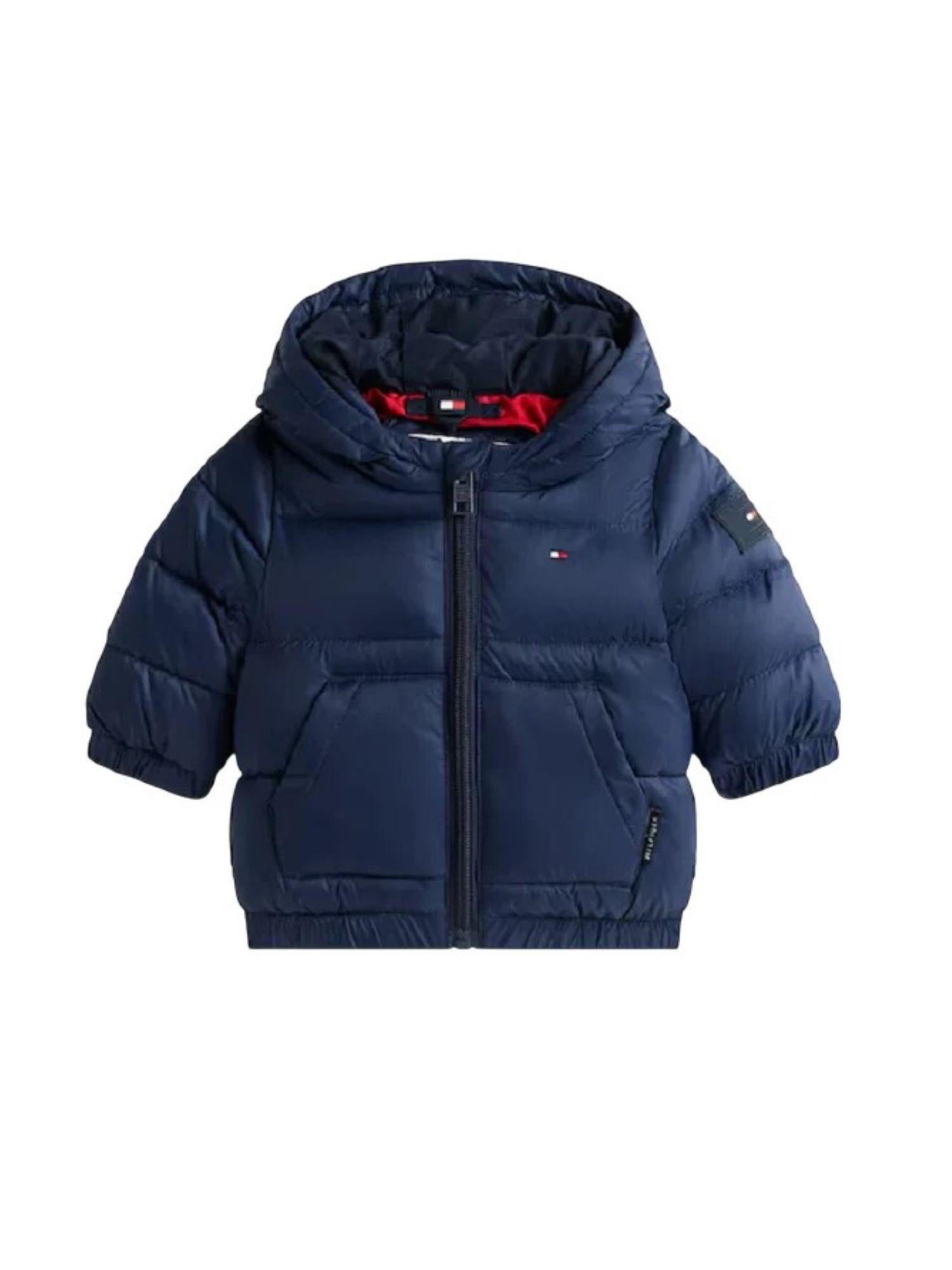 Tommy Hilfiger piumino neonato con cappuccio blu KN0KN02061 C1G Tommy Hilfiger