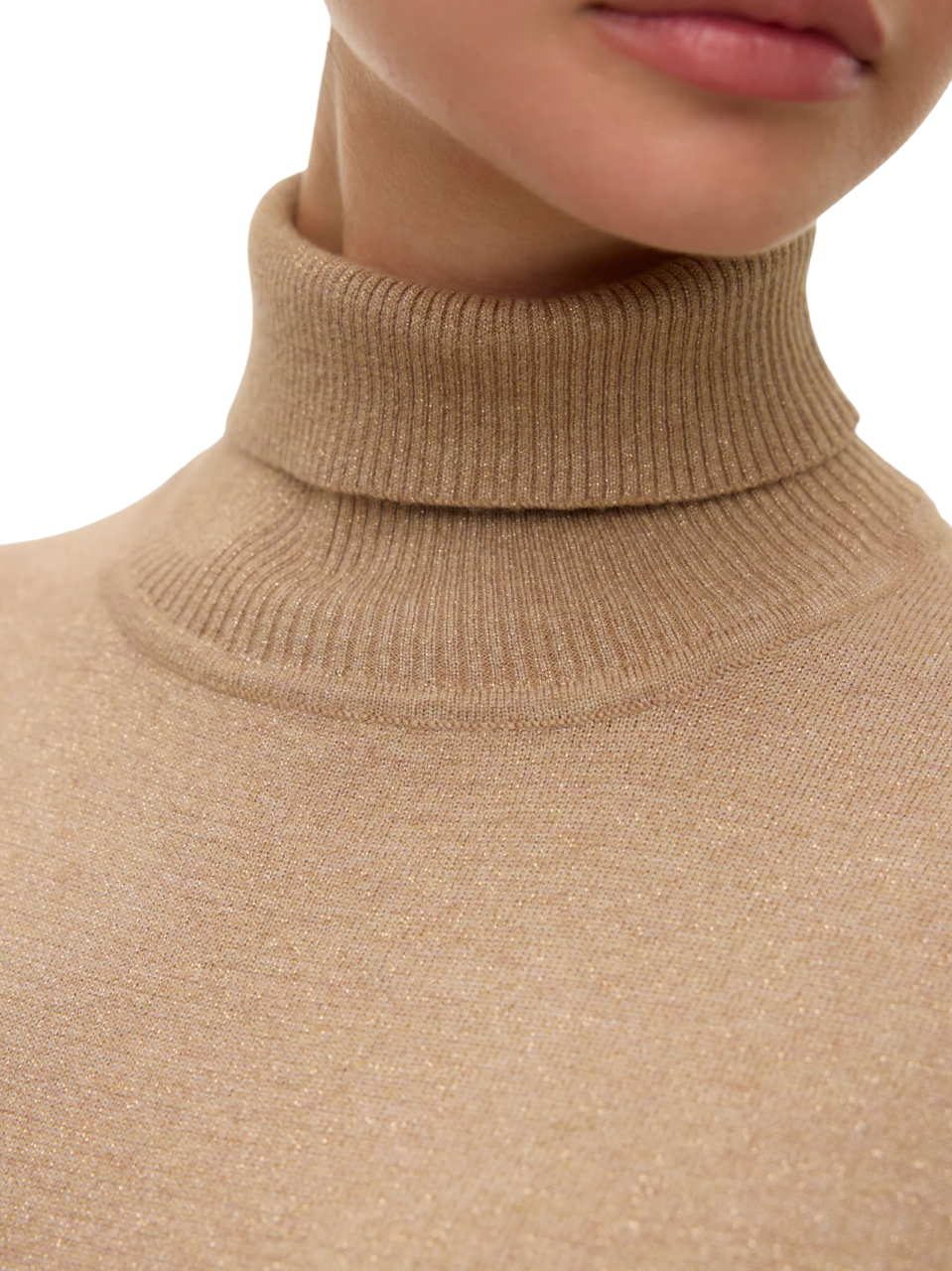 Vero Moda maglia dolcevita donna in lurex oro 10317985 SILVER MINK-W.DTM LUREX VERO MODA