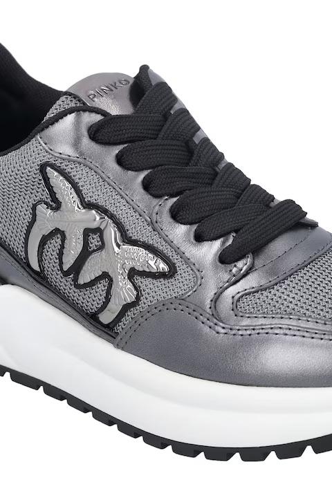 Pinko sneakers Gem in mesh e nappa laminata argento SS0055P105 K27 PINKO
