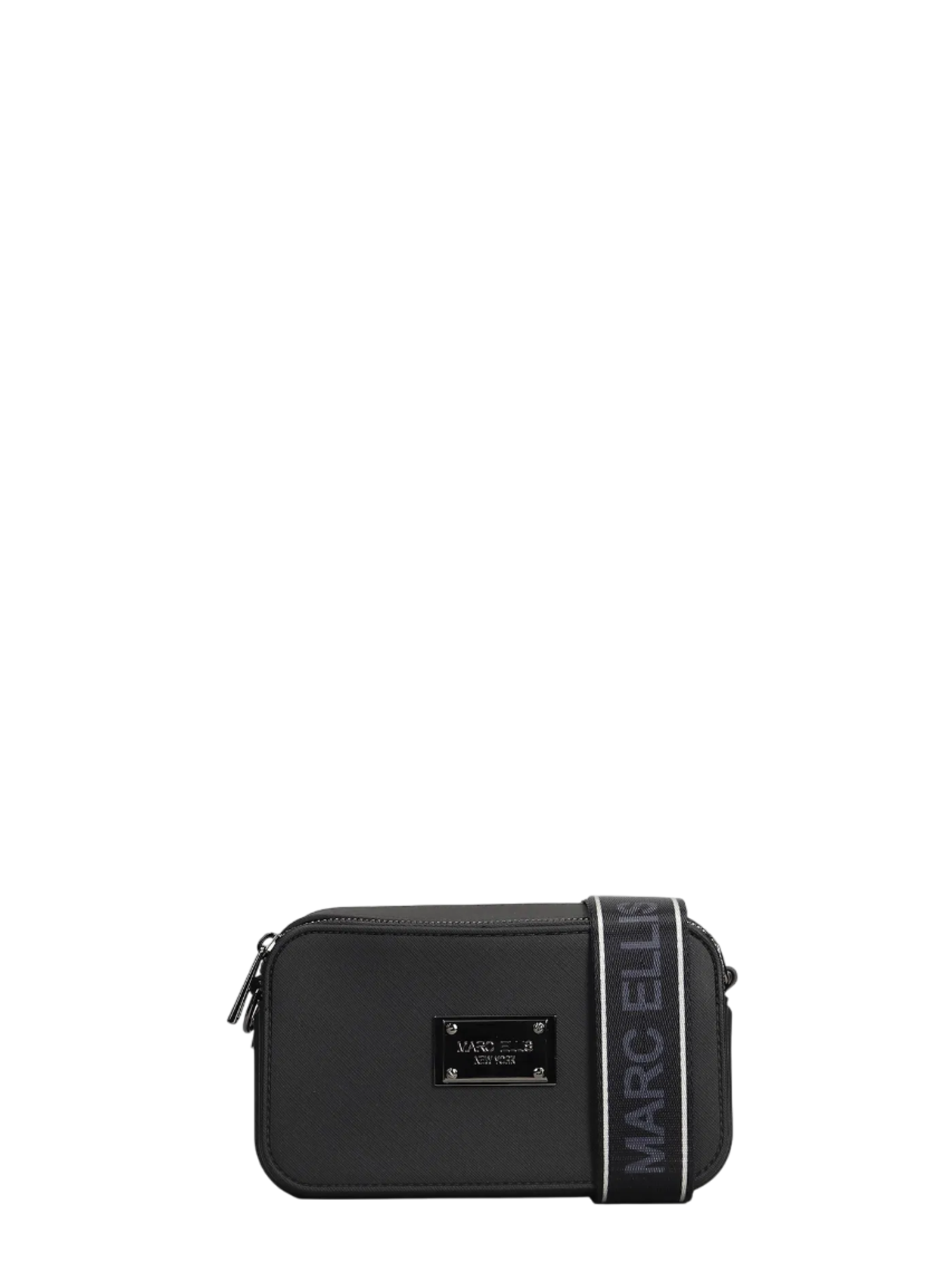 Marc Ellis borsa a tracolla in gomma saffiano nero FLAT MARC 25 BLACK-CDF MARC ELLIS