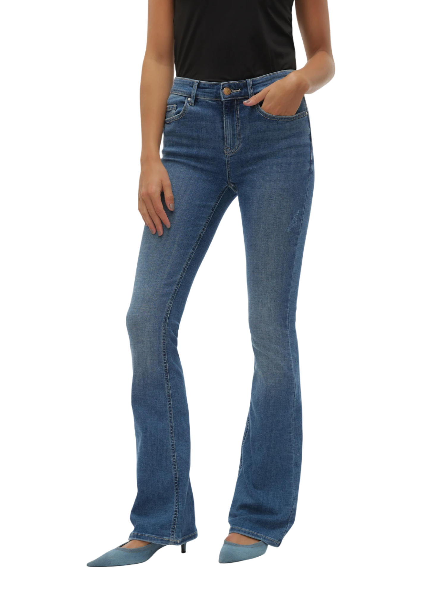 Vero Moda jeans a zampa lavaggio blu medio 10302478 LI347 VERO MODA