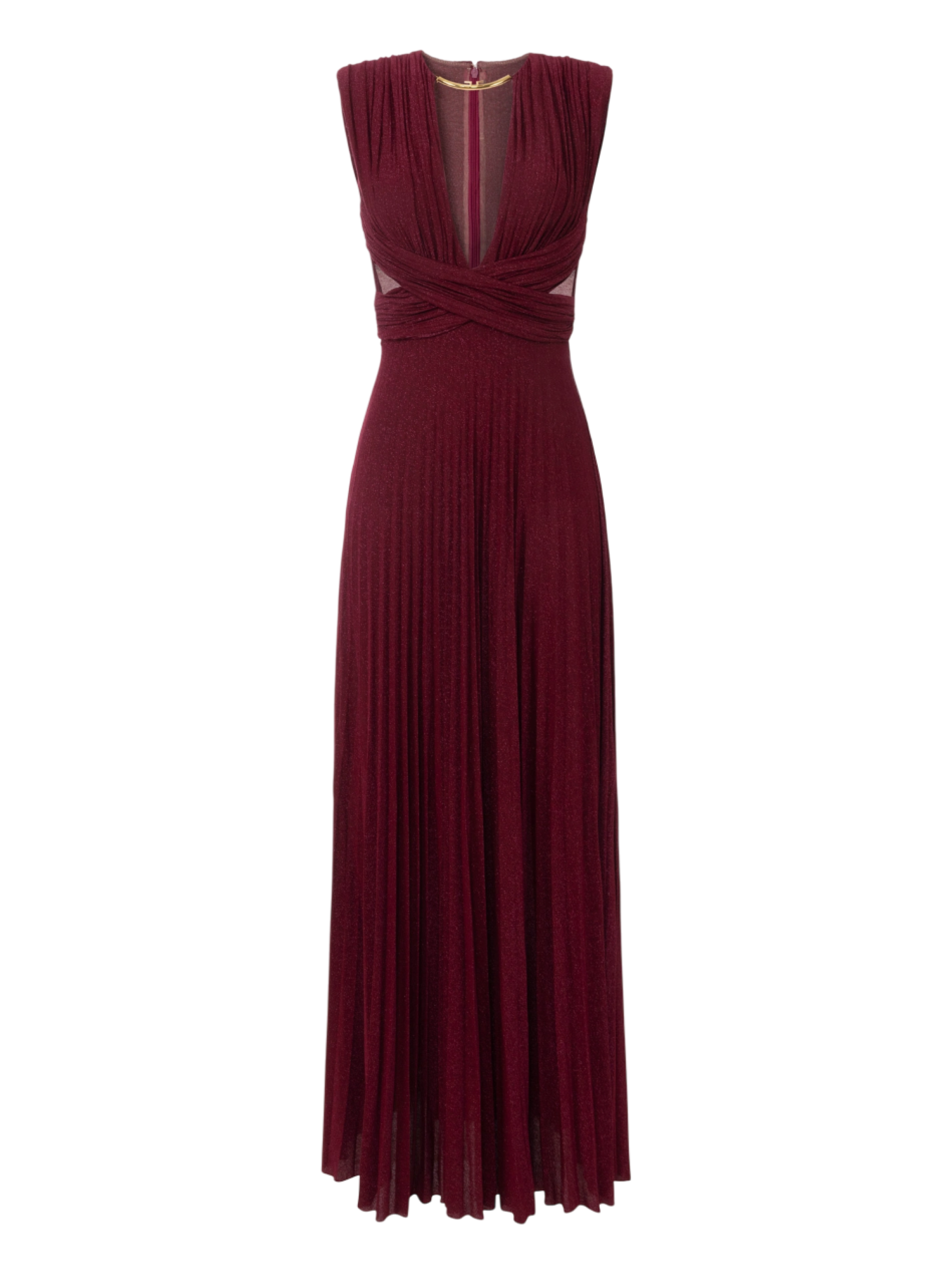 Elisabetta Franchi abito lungo plissè lurex rosso ciliegia ABR1556E2 EA5 ELISABETTA FRANCHI