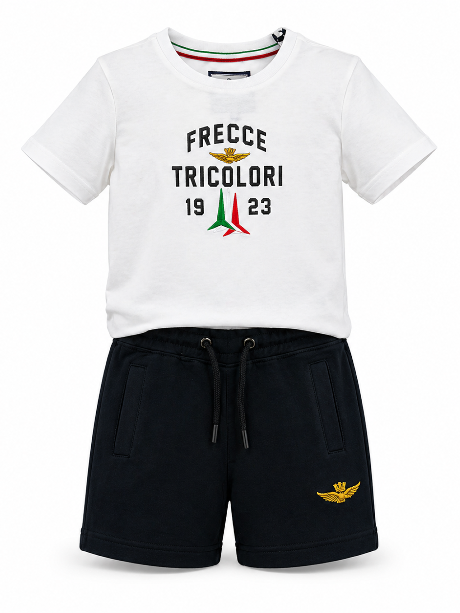 Aeronautica Militare completo estivo T-shirt e shorts bianco nero 261TF0010A BLACK AERONAUTICA MILITARE