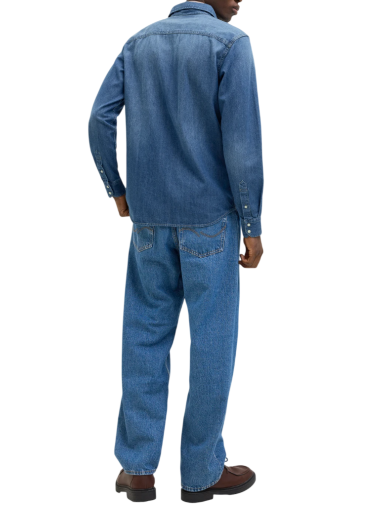 Jack&Jones camicia di jeans uomo lavaggio blu 12138115 MEDIUM BLUE DENIM JACK&JONES