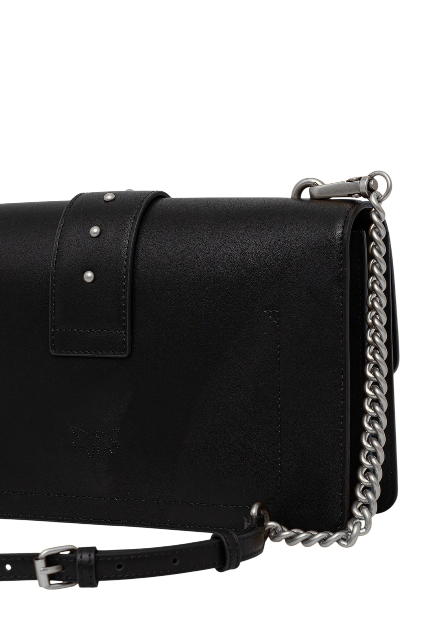 Pinko borsa a tracolla Love One Classic in pelle nero argento 105857-A0F1 Z99O PINKO