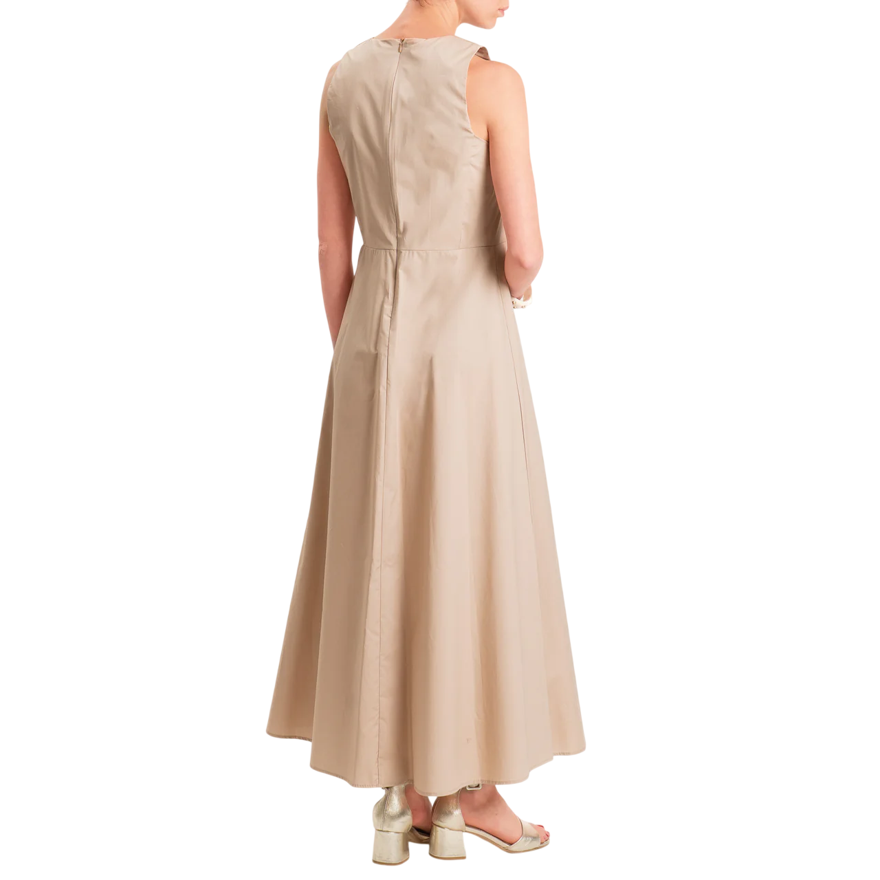 Vicolo abito lungo smanicato in cotone beige TAB1814 DESERTO VICOLO