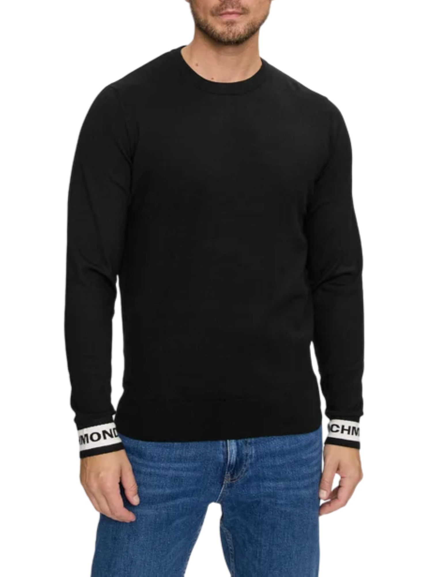 John Richmond maglia girocollo Artuso con logo jacquard nero UMA24099MA BLACK John RICHMOND