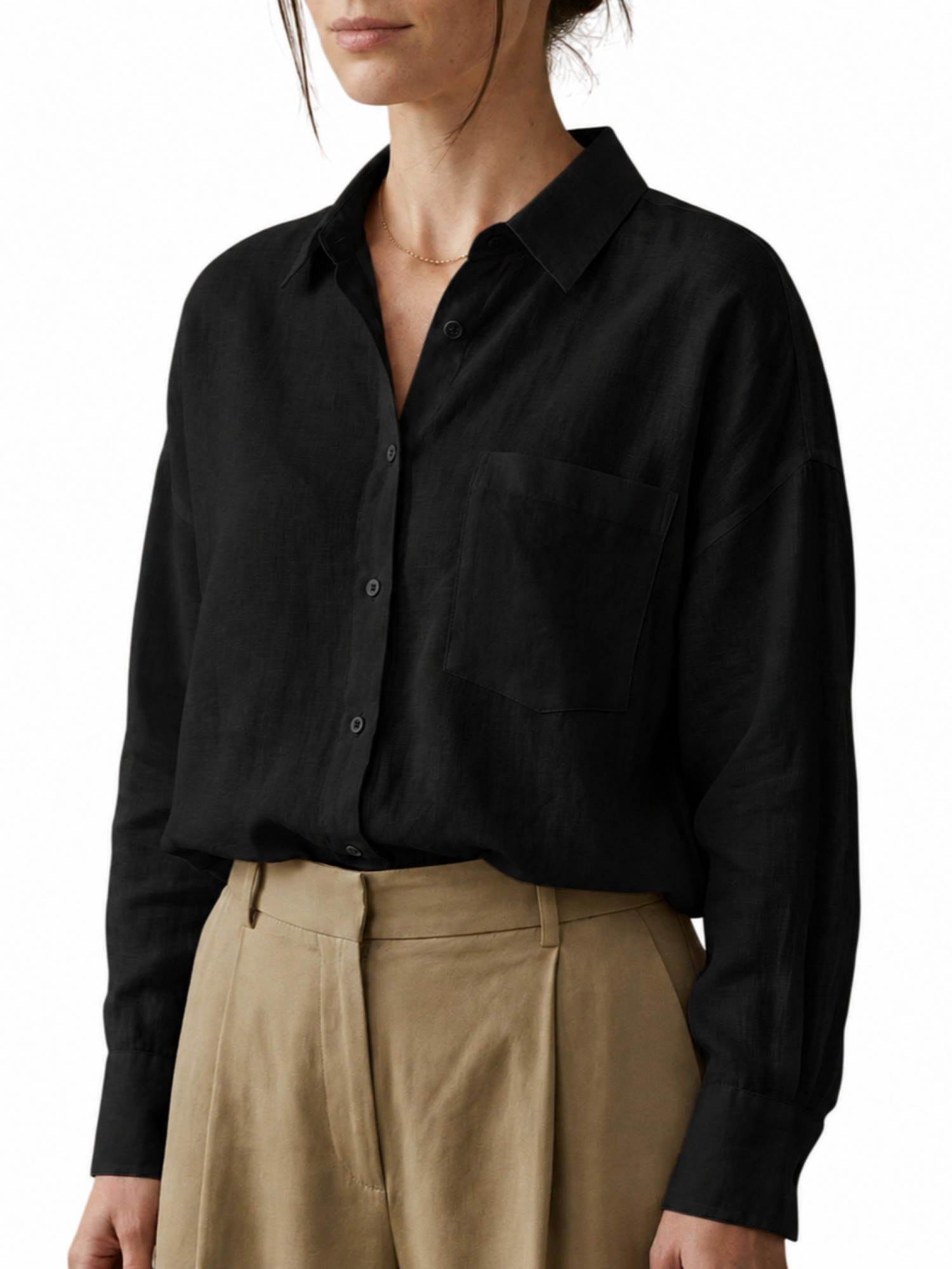 Jc Sophie camicia in lino donna Leona nero L3117 BLACK JC SOPHIE