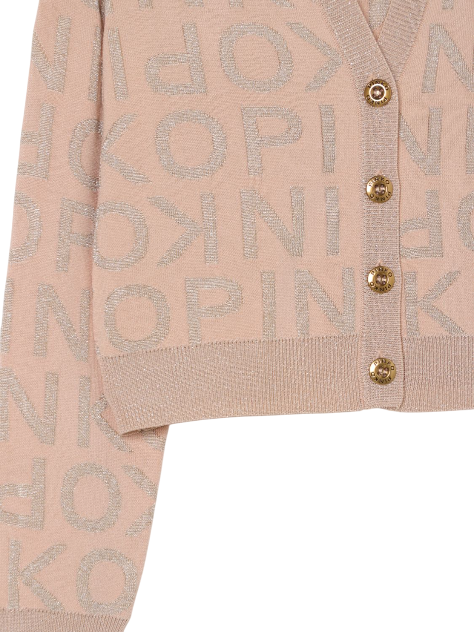 Pinko cardigan con logo lurex all over rosa KFMA005CTV073 C052 PINKO KIDS