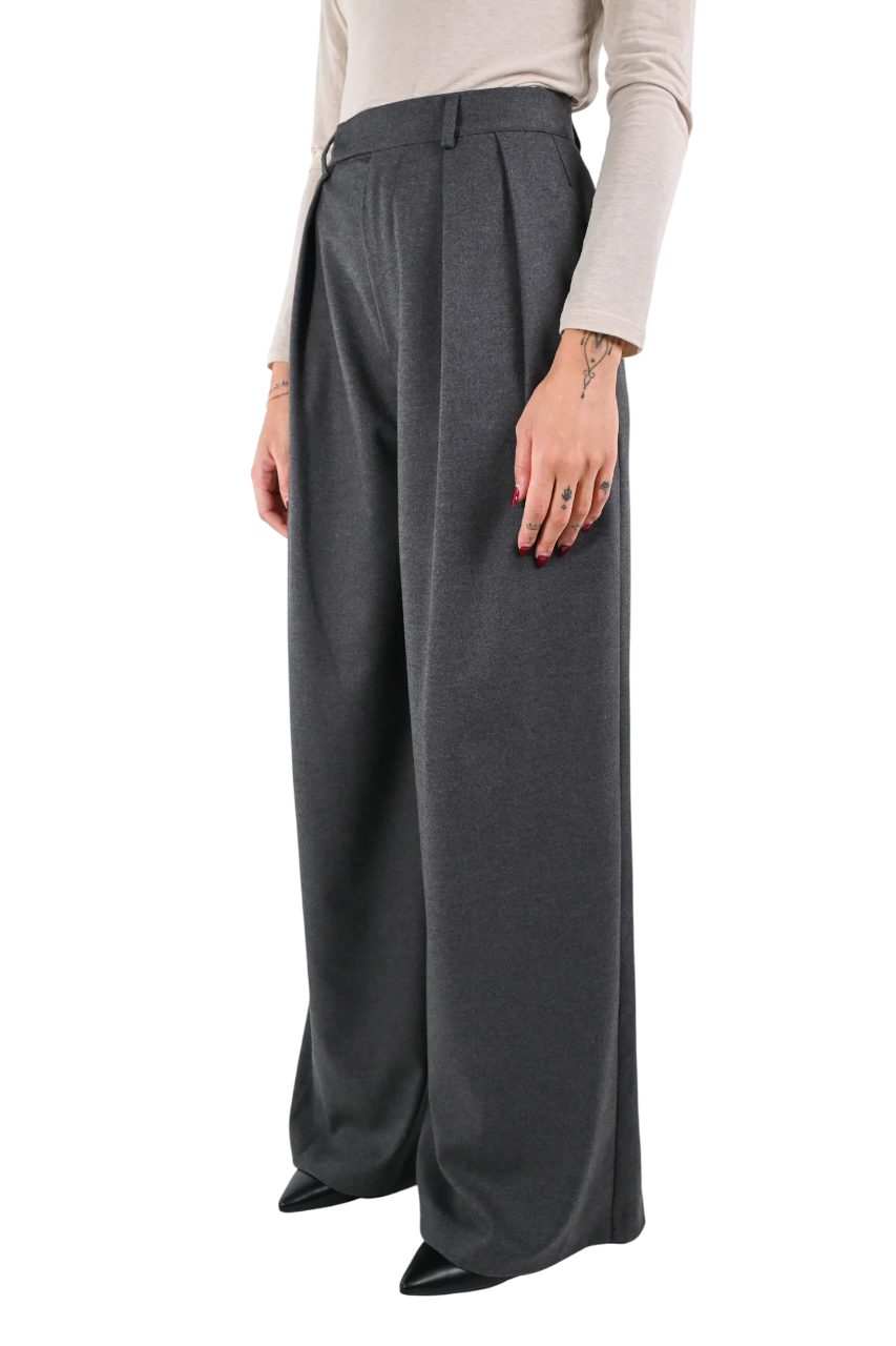 Vicolo pantaloni palazzo con pinces grigio TF1910 GRIGIO VICOLO