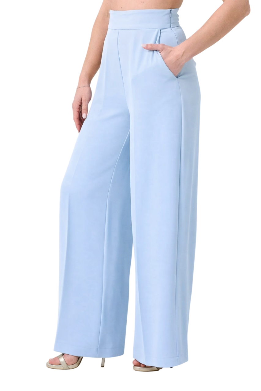 Silence pantaloni palazzo vita alta celeste PA278UP SKY SILENCE