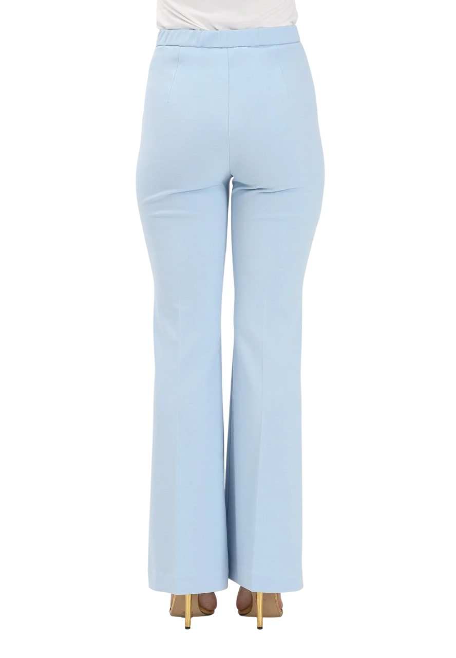 Vicolo pantaloni a zampa in tessuto crepe celeste TAB0229 CELESTE VICOLO