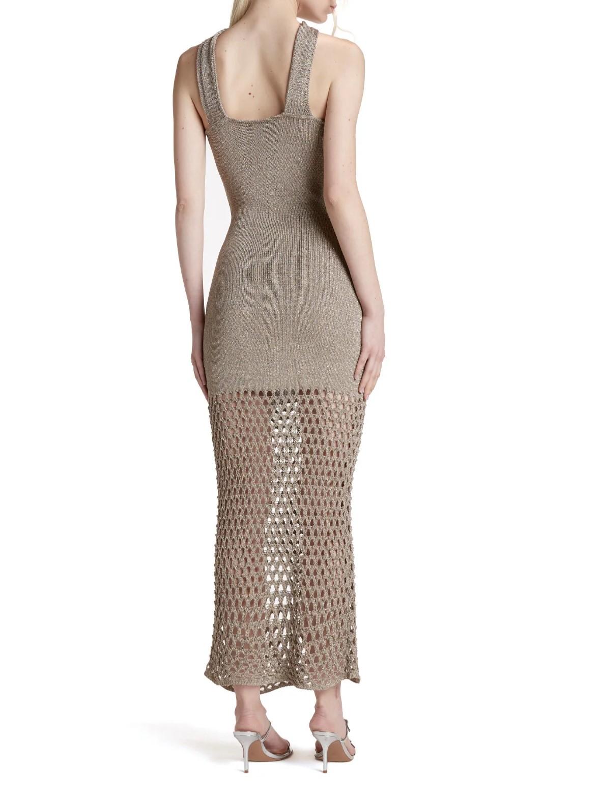 Simona Corsellini abito lungo in maglia lurex beige P26CPABO0301 0770 SIMONA CORSELLINI